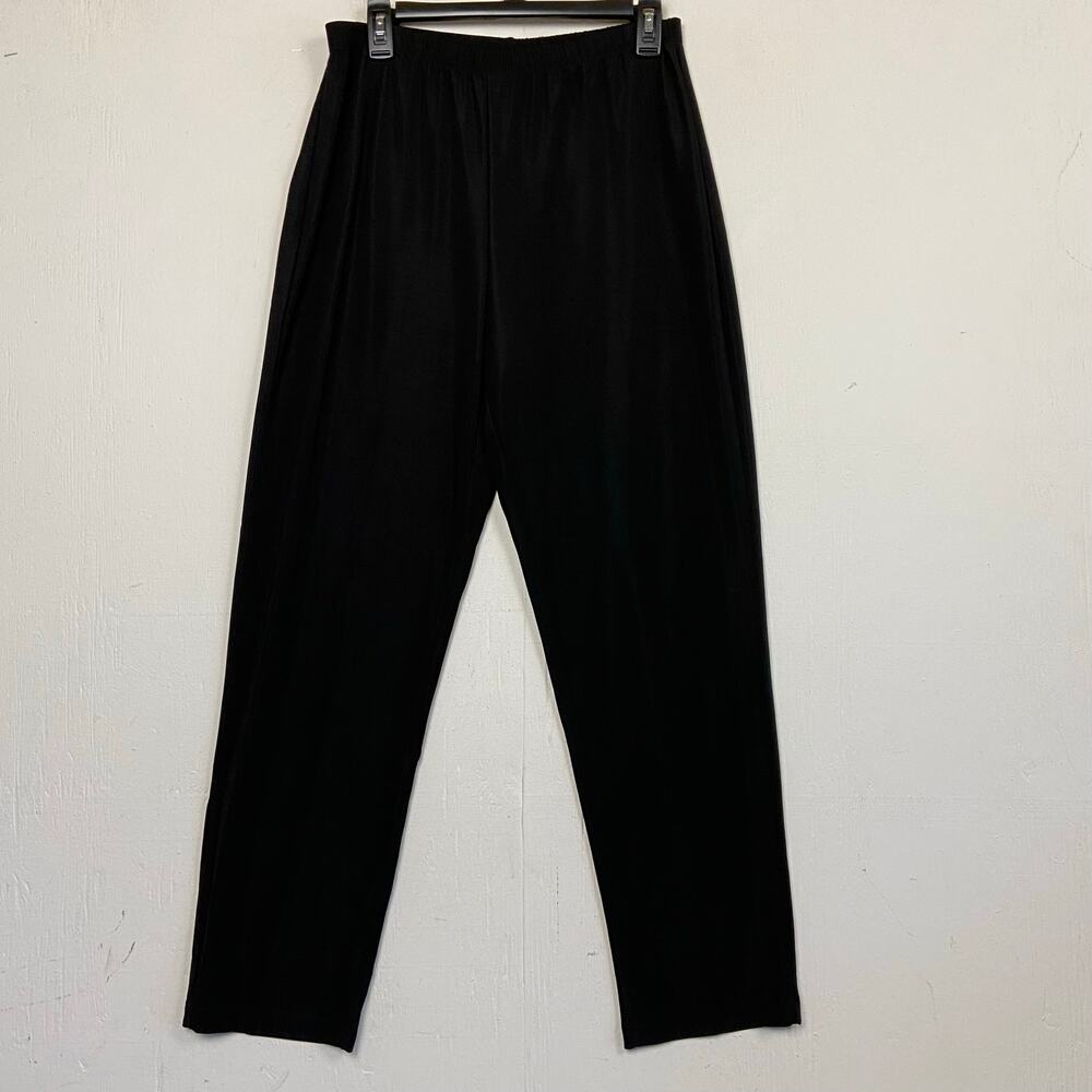 Susan Graver Black Slinky Knit Pull On Minimalist Pants Size Medium Career